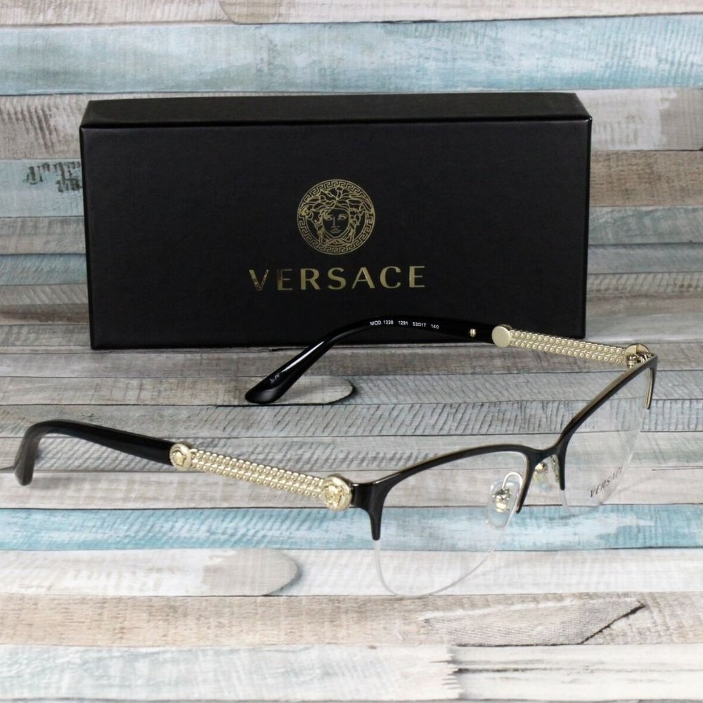 Versace Black and Gold 53mm Womens Eyeglasses - Picture 1 of 3